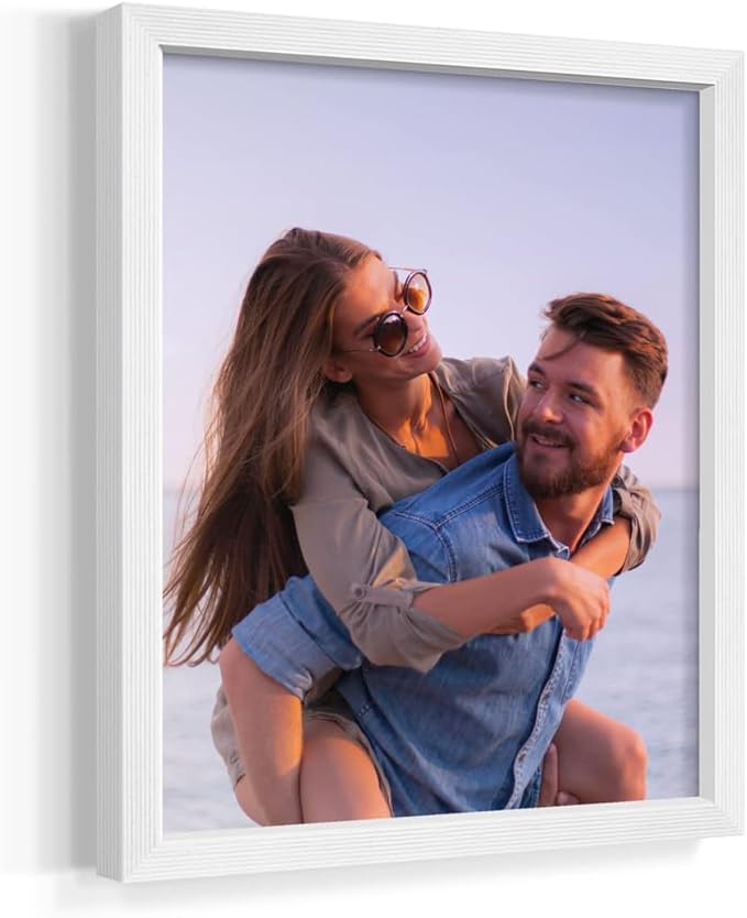 Renditions Gallery Set of 12, 11X14 Custom Photo Prints with Real Wood Picture Frames. Create Personalized Photos with Peel & Stick Photo Frames. White Frame