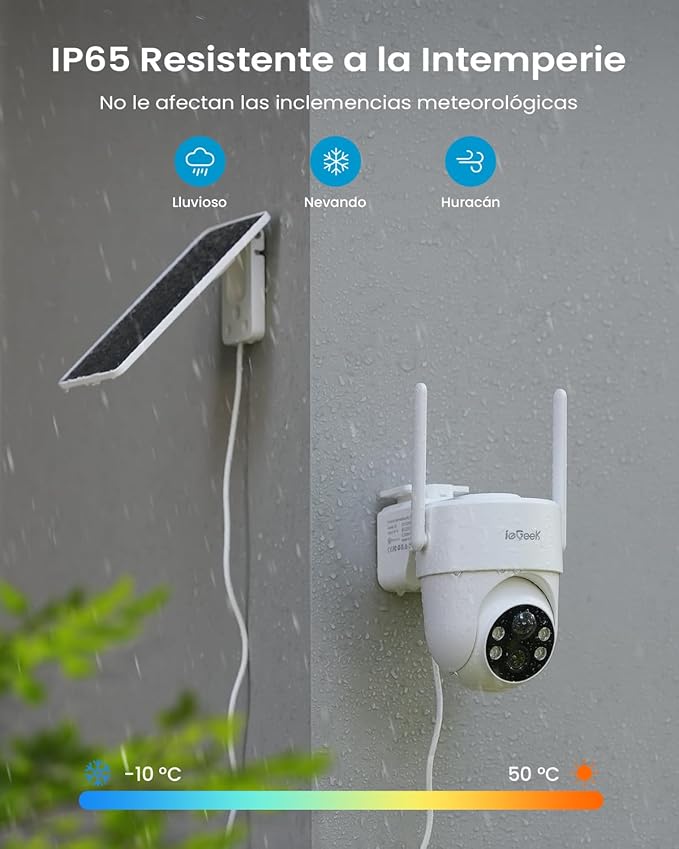 ieGeek Solar Security Camera Wireless Outdoor – 2K 3MP WiFi Camera with Removable Solar Panel, Long Battery Life, 360° Pan Tilt, Color Night Vision, AI Detection, 2-Way Audio, IP65 for Home Security