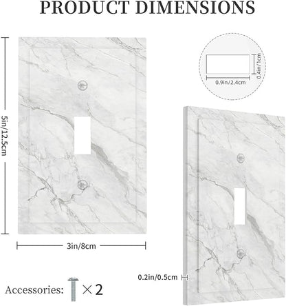 Decorative Light Switch Cover Marble Granite White And Grey 1 Gang Single Toggle Decorator Outlet Wall Plate Device Electrical Faceplate Switchplates for Home Bedroom Decor