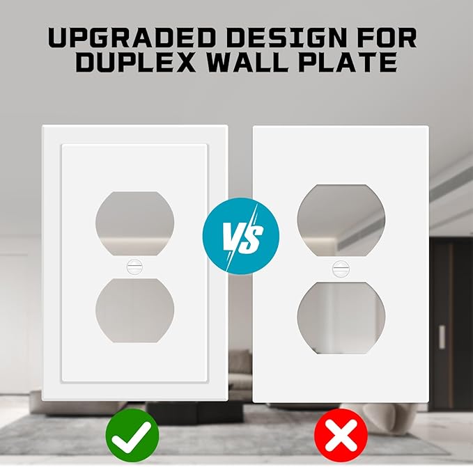 Outlet Covers Wall Plate Electrical Outlet Cover Plates Dual Receptacle Outlet Faceplate for Light Switches, Smart Switch, GFCI, Dimmers, Receptacle, USB Outlet (40 Pack, 1-Gang 4.88X3.18 Inch)