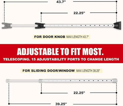 Securityman Door Security Bar with Alarm | Sliding Door Security | Door Stopper (120 dB Extra Loud Alarm) Enjoy Peace of Mind with Durable, Heavy Duty Door Jammer Door Stop Alarm Stick Inside