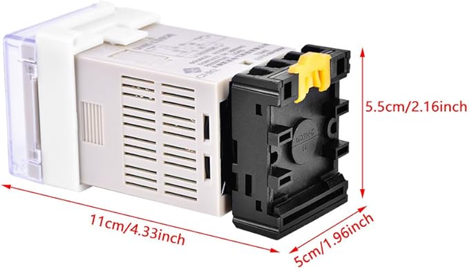 DH48S-2Z 220V Digital Time Relay with Socket Base - Dual Timer Delay (0.01s-99h) - 5A 250VAC Fully Automatic Control Relay - LCD Display Adjustable Buttons for Industrial/Home Automation