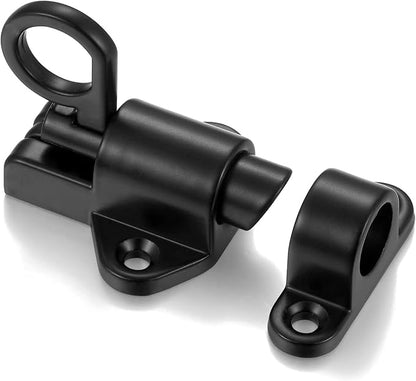 2 Packs Self-Closing Latches，Black Spring Door Lock，Resilient Bolt Latch Aluminum Alloy Safety Automatic Spring Barrel Door Lock with Screws，Used for Wooden Door，Wooden Window and Cabinet etc