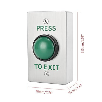 Push to Exit Button for Door Access Control Big Press Button IP68 Waterproof 304 Stainless Steel Shell with Back Mounted Box NO/COM Output