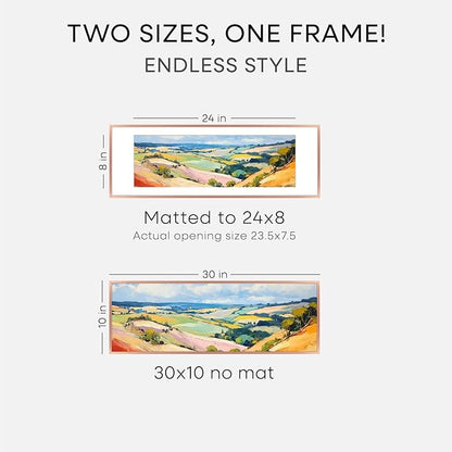 Homeforia 10x30 Rose Gold Picture Frame, High End Metal 10by30 Poster Frames with Mat 8x24 Photo, 10 x 30 Rose Frames Matted to 8 x 24 Print, 30x10 Panoramic Frames, Tempered Glass, Wall Kit, Set of 1