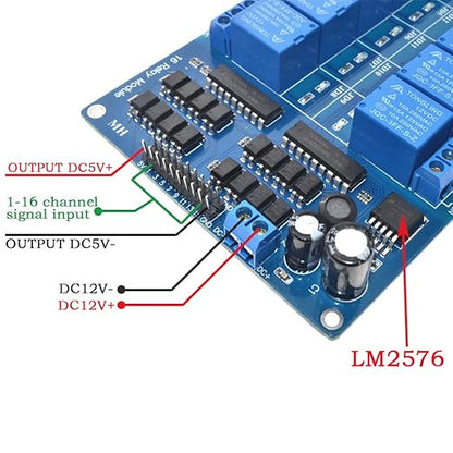 16 Channel 5V Relay Module with Optocoupler Low Level Trigger Expansion Board for Raspberry Pi Arduino