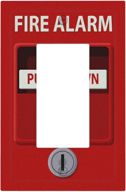 Decorative Outlet Covers Red Fire Alarm Novelty 1 Gang Single Decora GFCI Device Light Switch Covers Plate 1 Rocker Wall Plate Jumbo Switch Cover Plate for Bedroom Bathroom Decor