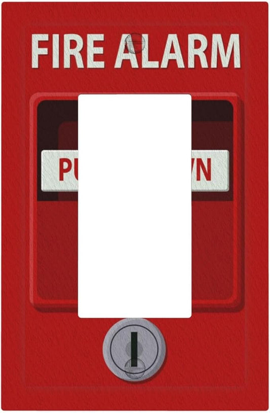 Decorative Outlet Covers Red Fire Alarm Novelty 1 Gang Single Decora GFCI Device Light Switch Covers Plate 1 Rocker Wall Plate Jumbo Switch Cover Plate for Bedroom Bathroom Decor