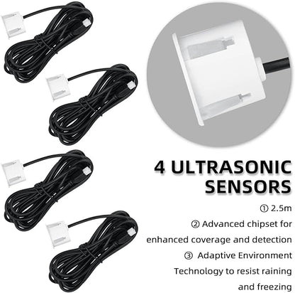 New Features Forward and Reverse Parking sensors, Option to Measure Distance in inches, bidirectional Display Option, and Customizable Digital Direction 18 Color Probes to Choose from(White)