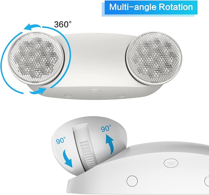 2 Pack Emergency Light, Wall Mount, UL 924 Certified, Battery Backup, 2 Bug Eye Heads, Commercial Lighting Fixtures