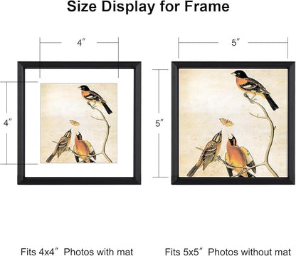 5x5 Picture Frame, Black Metal Photo Frames with HD Glass, Fits 4x4 with Mat or 5 x 5 without Mat, Display for Wall and Table, 3 Pack