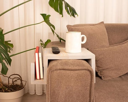 Wooden Couch Arm Tray – Sofa Armrest Table with Book & Magazine Holder, Perfect for Coffee & Remote Control, Solid Wood (Istanbul)