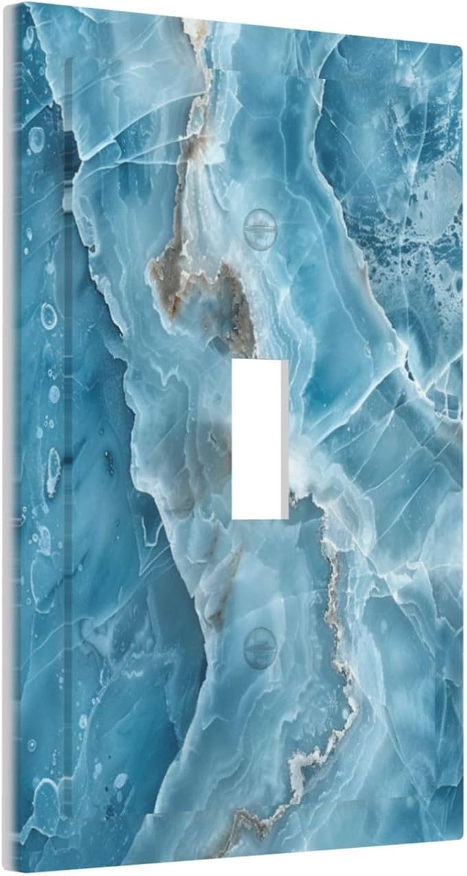 Decorative Light Switch Cover Plate Abstract Watercolor Blue Marble Texture 1 Gang Single Toggle Wall Plates for Electrical Outlets Outlet Covers Switch Plate Covers for Kitchen Decor