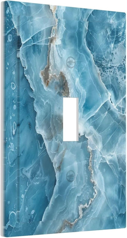 Decorative Light Switch Cover Plate Abstract Watercolor Blue Marble Texture 1 Gang Single Toggle Wall Plates for Electrical Outlets Outlet Covers Switch Plate Covers for Kitchen Decor