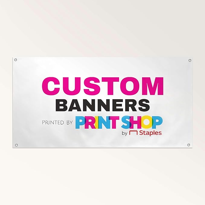Staples Custom Scrim Vinyl Banner - 24W" x 36L" Quote Banner with 4 Grommets - Durable Outdoor Sign for Events, Promotions, and Business Advertising (Apple)
