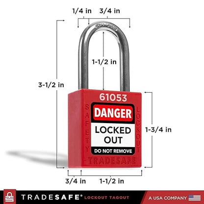 TRADESAFE Lockout Tagout Locks Station - Loto Locks Rack with 10 Padlocks Keyed Different - 2 Keys per Safety Lockout Lock