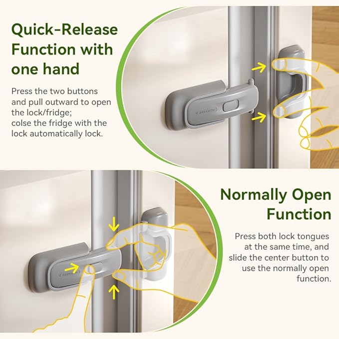 EUDEMON 1 Pack Refrigerator Lock, Child Proof Fridge & Freezer Lock for Kids & Toddlers, Easy to Install,no Tool Need or Drill (Grey)