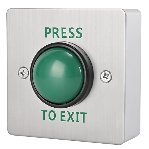 Push to Exit Button for Door Access Control Big Press Button IP68 Waterproof 304 Stainless Steel Shell with Back Mounted Box NO/COM Output