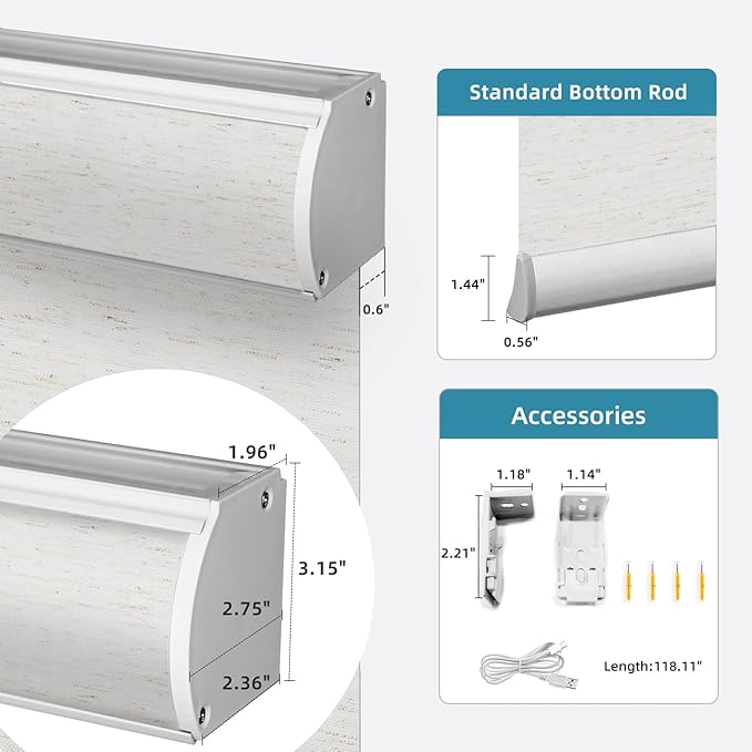 SmartWings Motorized Light Filtering Shades, Work with Matter Thread Z-wave Alexa Google, 70% Blackout Shades Translucent Cordless Window Shade with Remote Rechargeable Up 110"W x 148"H, Linen White