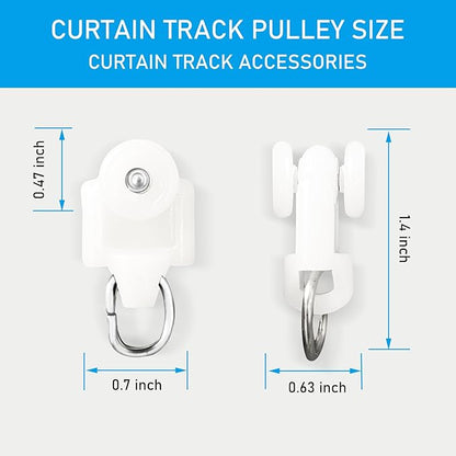 Curtain Track Pulleys, 20PCS White
