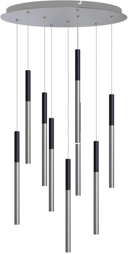 ALTAIR 9 Mini Pendant Lighting Black-Nickel - LED Hanging Light Fixture for Kitchen Island, Bar, Foyer - Cluster Pendants - Dimmable, Adjustable Wire, Lamp Bulb Included