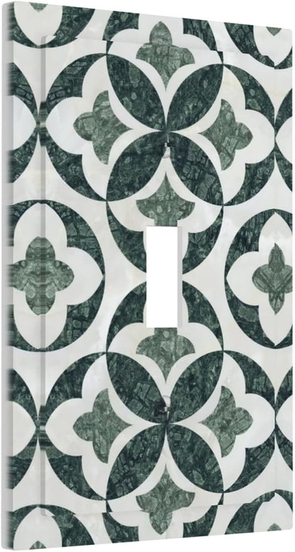 Green Luxury Modern Cubic Marble 1 Gang Single Toggle Decorative Light Switch Covers Electrical Faceplate Switch Plates for Bathroom Kitchen Home