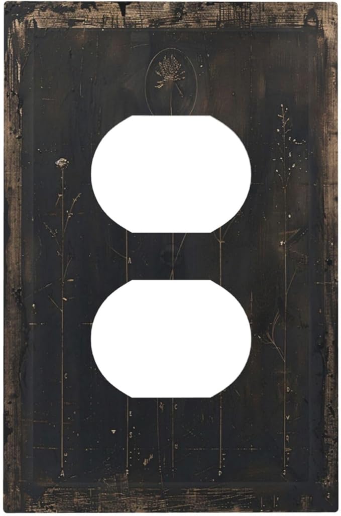 Outlet Covers Black And White Dandelion Art Vintage Wood Grain 1 Gang Duplex Light Switch Cover Plate Decorative Switch Plate Covers Electrical Socket Cover for Farmhouse Cabin Decor