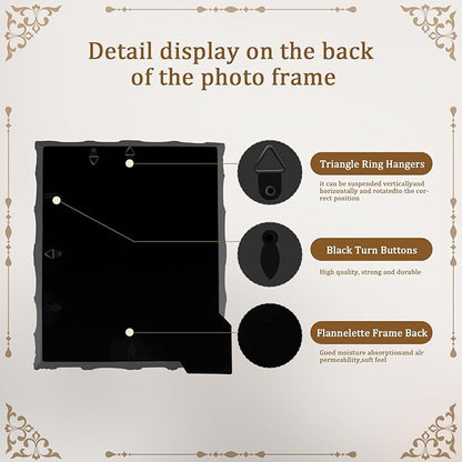 8x10 inch Vintage Photo Frame,Black White Pink Wood Gold Color Hand-Crafted Resin Picture Frame with Easel & Hook, Home Décor for Tabletop Wall Hanging Rahmen Photo Frame (Black)