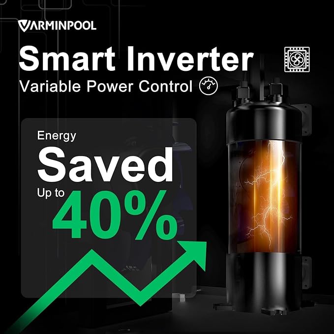 Electric Pool Heater, 30,000 BTU Pool Heat Pump for Above Ground Pools Up to 8000 Gallons, WiFi Control, Titanium Heat Exchanger, 120V, Smart Inverter