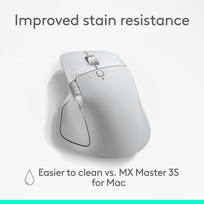Logitech MX Master 4 for Mac, Ergonomic Bluetooth Mouse with Advanced Performance Haptic Feedback, Ultra-Fast Scrolling, USB-C Charging, MacOS, iPadOS, Windows - White Silver