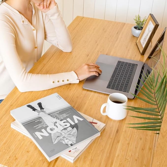 FLEXISPOT EN1 Bamboo Standing Desk, 55 x 28 Inches Whole-Piece Electric Adjustable Height Sit Stand Desk for Home Office (White Frame + Bamboo Top, 2 Packages)