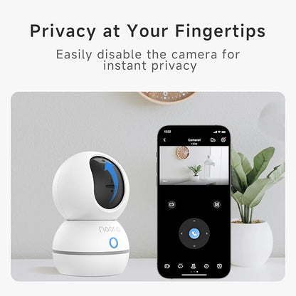 Noorio 2K Indoor Security Camera, Pet Camera with Speaker Pan&Tilt, One Click Call Baby Monitor Night Vision