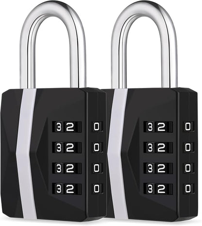 ZHEGE Locker Lock, Combination Lock Outdoor Weatherproof, [2023 Upgraded] Big White Number Lock for Gym, School, Toolbox, Fence Gate, Sheds, 4 Digit Padlock Heavy Duty (2 Pack, Black)