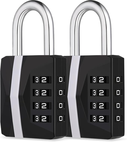 ZHEGE Locker Lock, Combination Lock Outdoor Weatherproof, [2023 Upgraded] Big White Number Lock for Gym, School, Toolbox, Fence Gate, Sheds, 4 Digit Padlock Heavy Duty (2 Pack, Black)