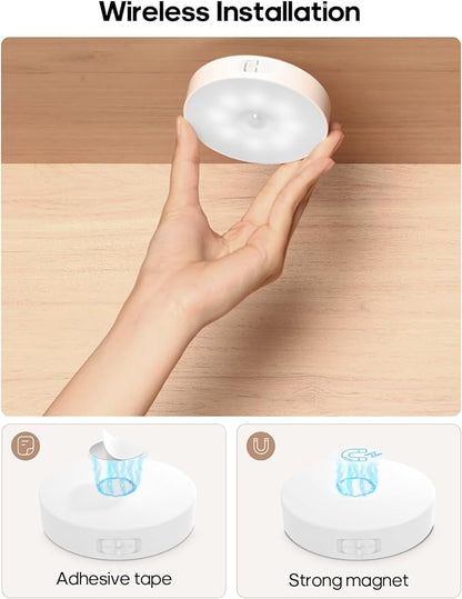 Led Under Cabinet Lighting, Motion Sensor Light Indoor, 1000mAh Puck Lights with IR Remote, Rechargeable Under Counter Lights for Kitchen,Cabinets,Closet,Stairs Indoor (6 Pack)
