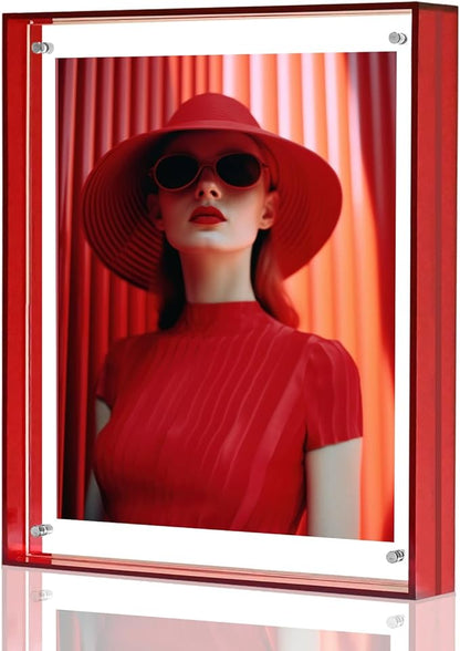 8x10 Picture Frame, Stunning Color Acrylic Photo Frames, Wall & Tabletop Display Frames, Modern Floating Style for Home Office Decoration, Red (1 Pack)