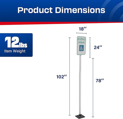 Impact Recovery - Sta-Rite Flexible Sign Post - Sign Holder - Handicap Parking Signs - Made in the USA - 102” Reserved Parking Signage