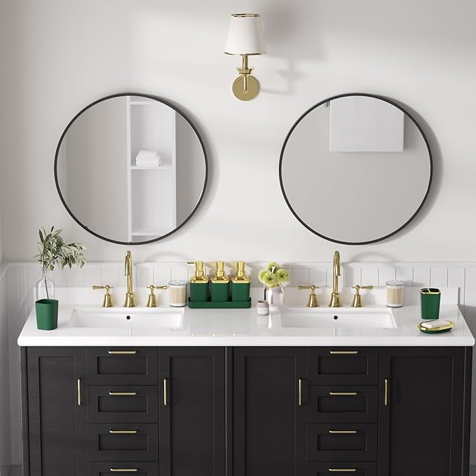 Bathroom Accessory Set, 11PC Bathroom Set, Green Bathroom Accessories, Bathroom Accessories Set with Trash Can, 3PC Soap Dispensers and Toilet Brush