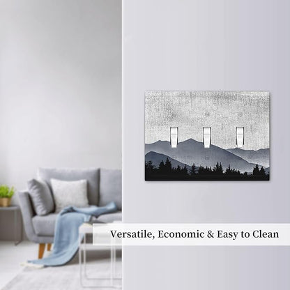 Decorative Switch Plates Natural Landscape Mountains Pine Trees 3 Gang Wall Plate Triple Toggle Light Switch Cover Faceplate Electrical Wall Panels for Bedroom living Room Decor