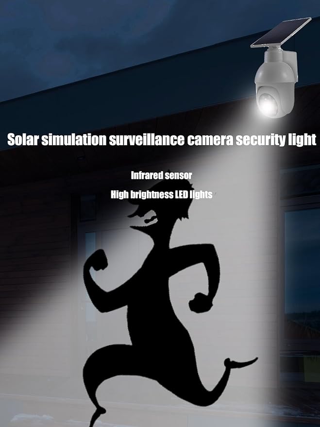 High brightness solar powered analog surveillance sensor light 2 Pack, flashing red light can simulate fake CCTV camera, enhance home security, suitable for porch backyard and parking lot lighting