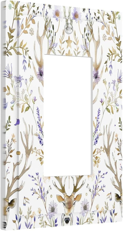 Decorative Outlet Covers Gothic Retro Floral Damask Elk Wild Flower 1 Gang Single Rocker Light Switch Cover Plate Wall Plates Gfci Faceplate For Bed Room Living Room Decor