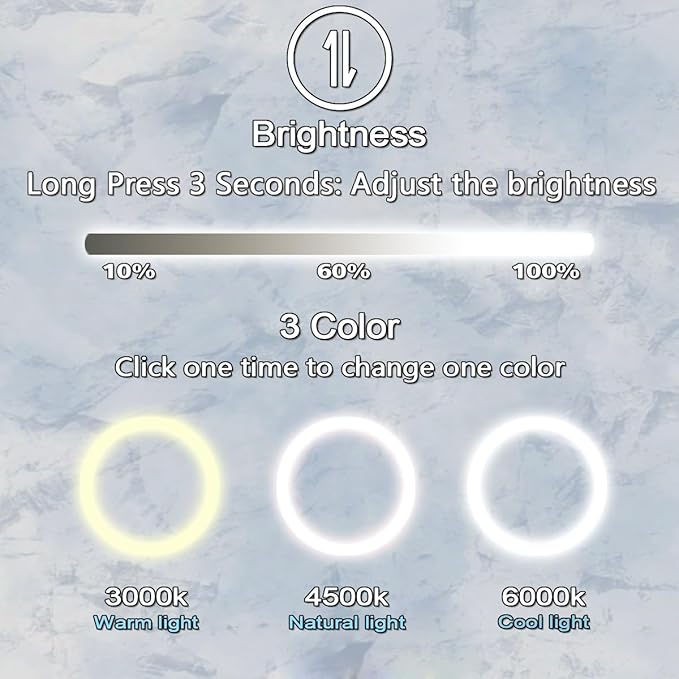36 x 24 Inch Oval LED Bathroom Mirror with Front Lights Smart Memory 3 Color Adjustable Brightness Anti-Fog 36 Inch Oval Lighted Vanity Mirror for Bathroom Wall Horizontal/Vertical Mounted
