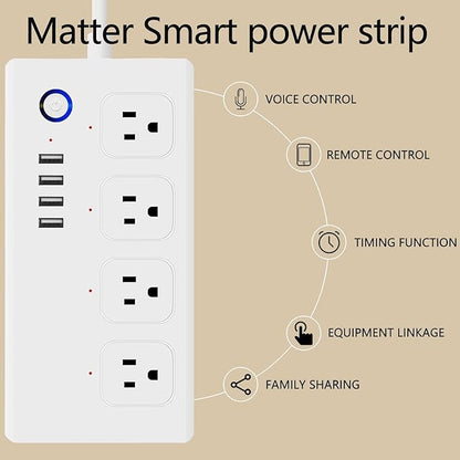 UseeLink Matter Smart Power Strip, Surge Protector,Support Apple HomeKit, Alexa, Google Home with Schedule Timer, App & Voice Control,5 Ft Extension Cord with 4 Smart Outlets and 4 USB Ports
