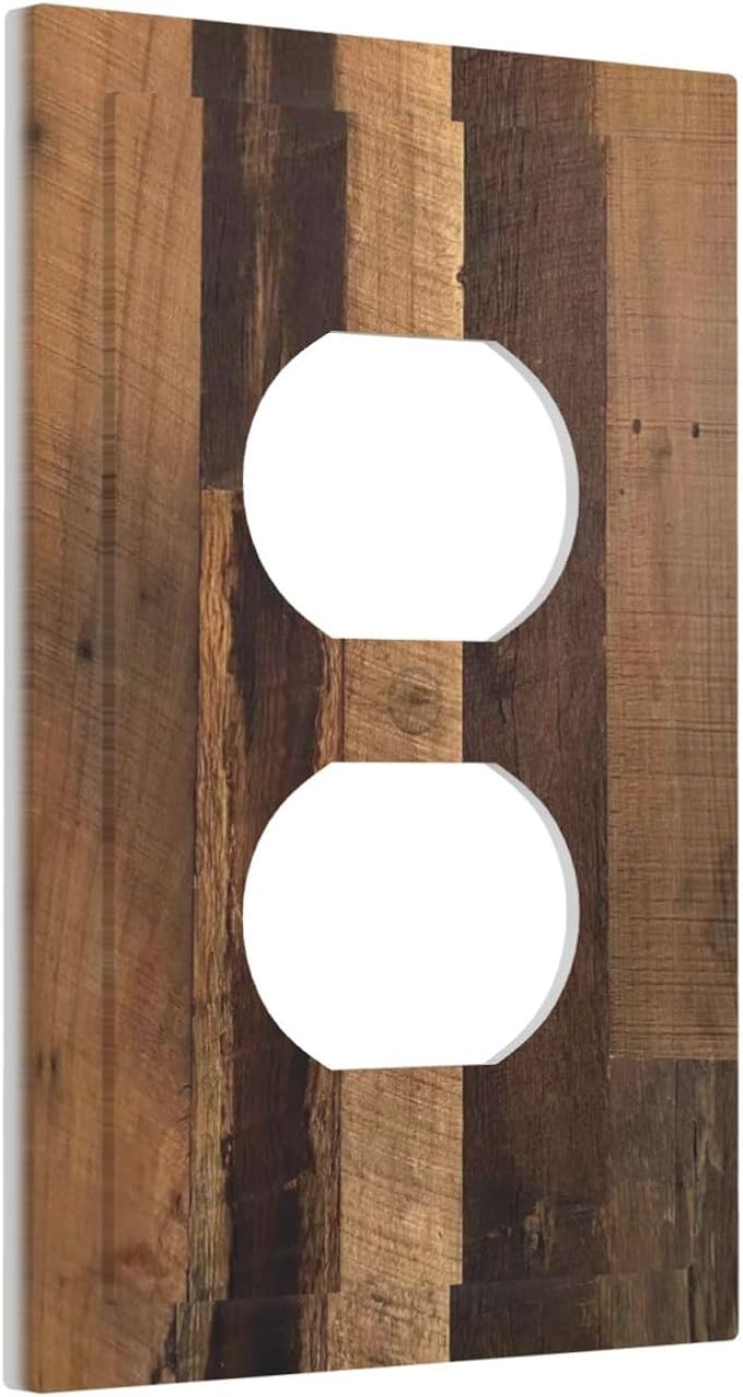 Rustic Brown Wood Vintage Wood Board Outlet Covers 1 Gang Duplex Light Switch Cover Decorative Switch Plates Electrical Receptacle Faceplate Wall Plate For Farmhouse Cabin Decor