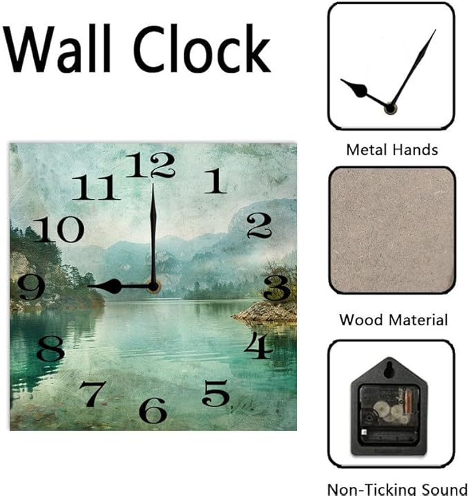 10 in Beach Path -194 Wood Wall Clock – Digital Time Display, Smart Home Compatible for Bedside or Workspace