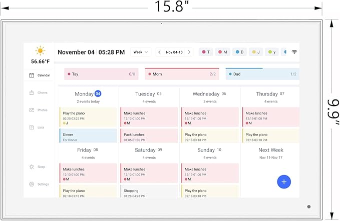 15.6 Inch Digital Calendar, Smart Digital Planner & Chore Chart with IPS FHD 1920x1080 Touchscreen Display for Family Organizer - Built-in DigitaI Picture Frames Function