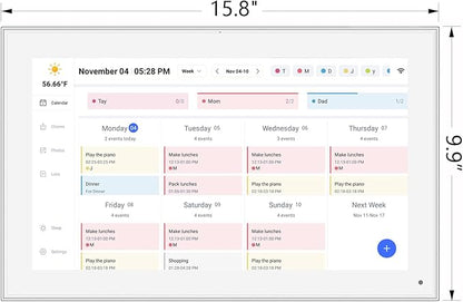 15.6 Inch Digital Calendar, Smart Digital Planner & Chore Chart with IPS FHD 1920x1080 Touchscreen Display for Family Organizer - Built-in DigitaI Picture Frames Function