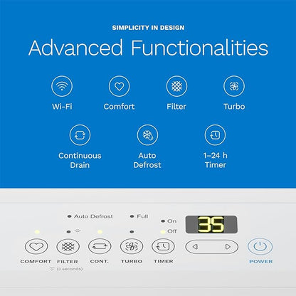 hOmeLabs Dehumidifier for Home, Office, Basements with Powerful Moisture Removal, Humidity Control, Auto Shut-off, Quiet Operation - 7,000 Sq Ft Wi-Fi (50 Pint MAX 120 Pint at 95°F, 90% RH)