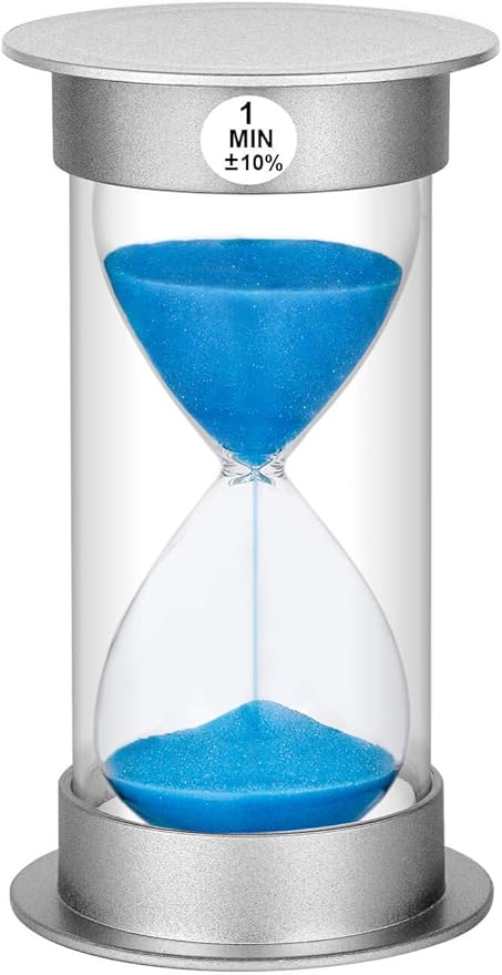 Sand Timer 1 Minute Hourglass Timer, Plastic Sand Watch 1 Minute, Small Sand Clock one Minute, Hour Glass Sandglass Timer for Kids, Games, Decoration, Classroom, Kitchen, (1 Min, Blue Sand)