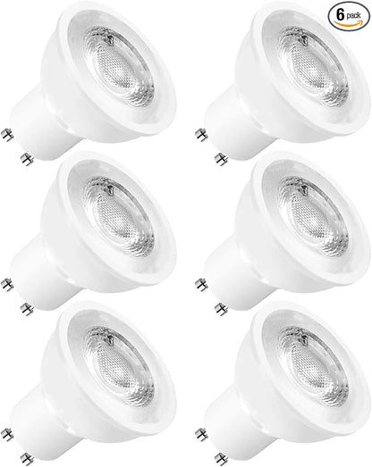 LUXRITE MR16 GU10 LED Bulbs Dimmable, 50W Halogen Equivalent, 5000K Bright White, 500 Lumens, 120V Spotlight LED Bulb GU10, Enclosed Fixture Rated, Perfect for Landscape or Home Lighting (6 Pack)